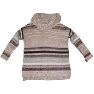 MOSSIMO  Size XXL  Striped Cowl Neck 3/4 Sleeve SWEATER  Brown+ Pink BULKY KNIT